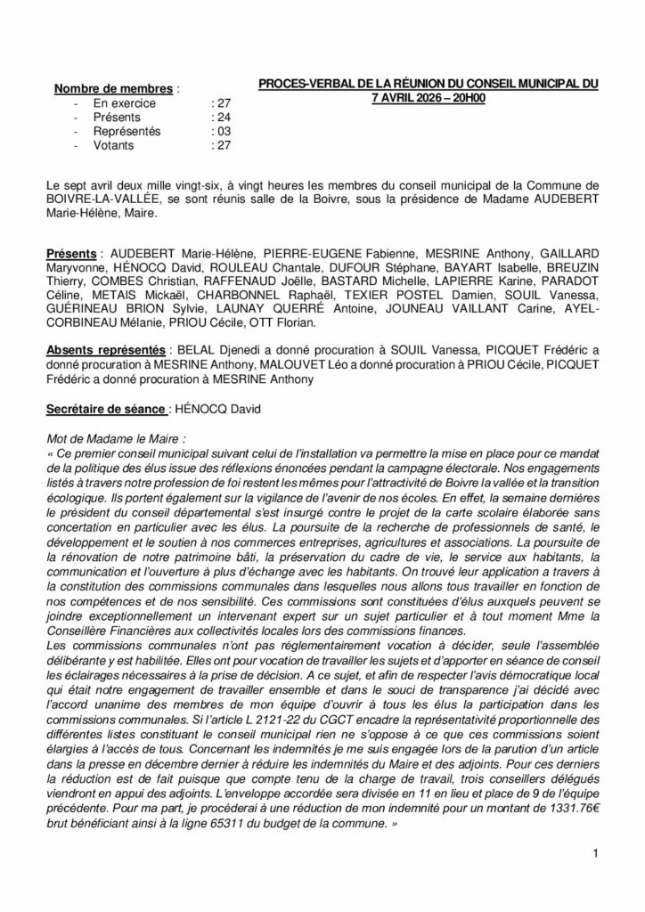 thumbnail of Procès-Verbal CM – 20260407