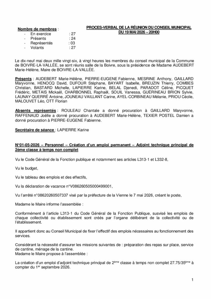 thumbnail of Procès-Verbal CM – 20260519