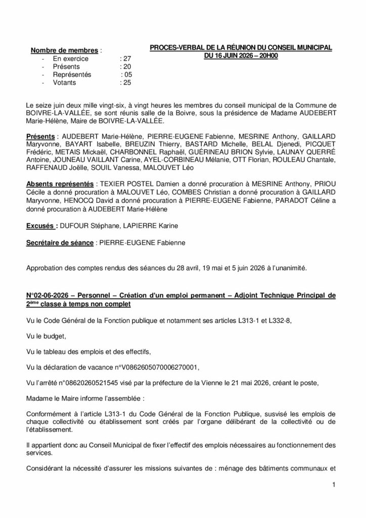 thumbnail of Procès-Verbal CM – 20260616