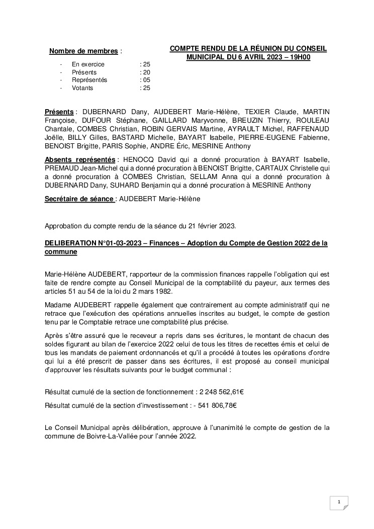thumbnail of Procès-Verbal CM – 20230406