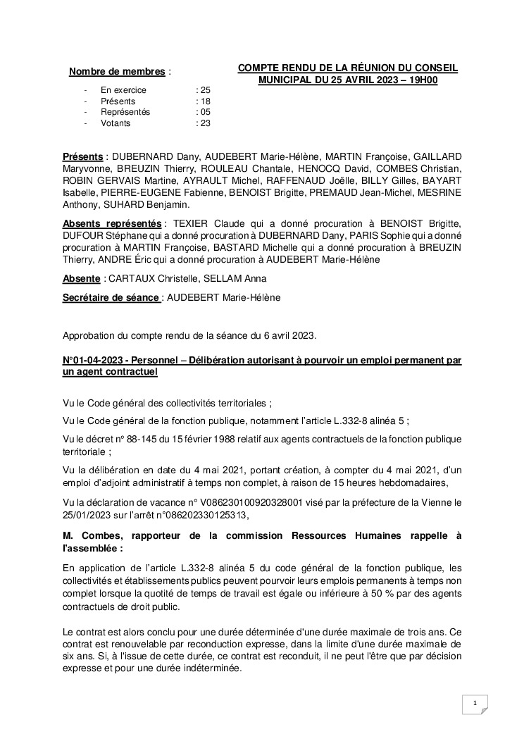 thumbnail of Procès-Verbal CM – 20230425