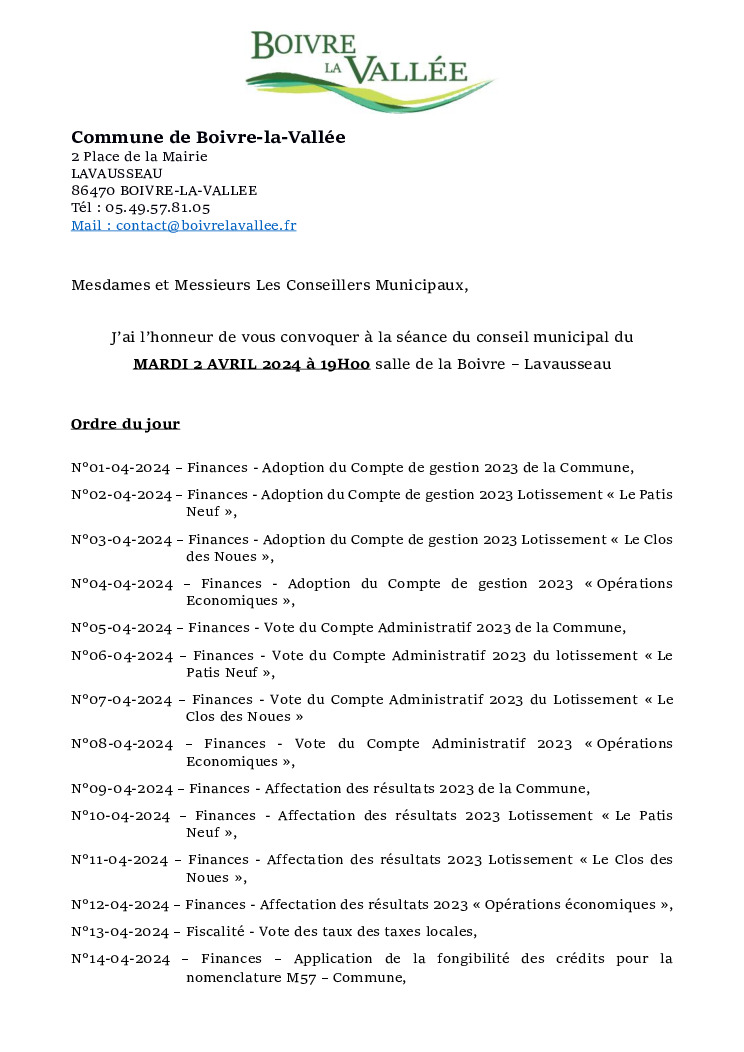 thumbnail of Ordre du jour CM – 20240402