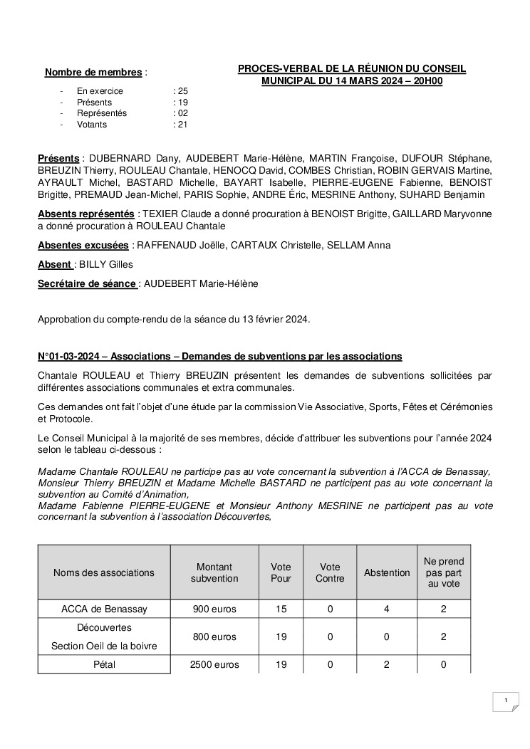 thumbnail of Procès-Verbal CM – 20240314