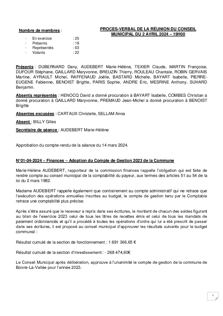 thumbnail of Procès-Verbal CM – 20240402