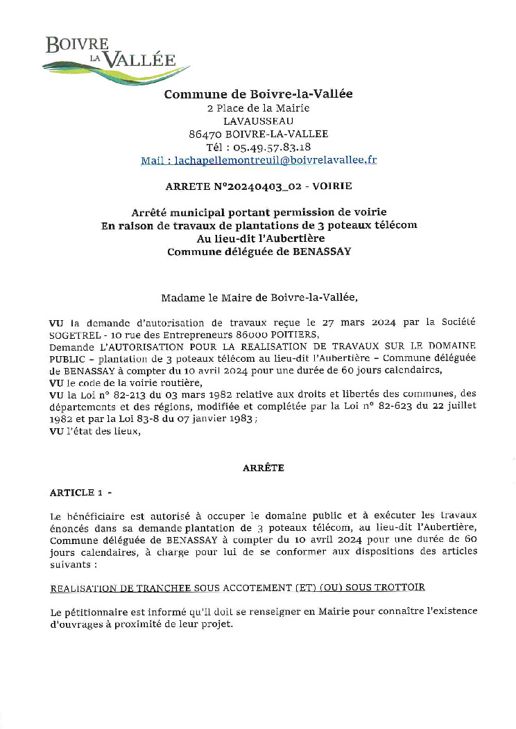 thumbnail of ARRETE-PERMISSION-VOIRIE-N°-20240403_02-SOGETREL-PLATATION-3-POTEAUX-LAUBERTIERE-BEN