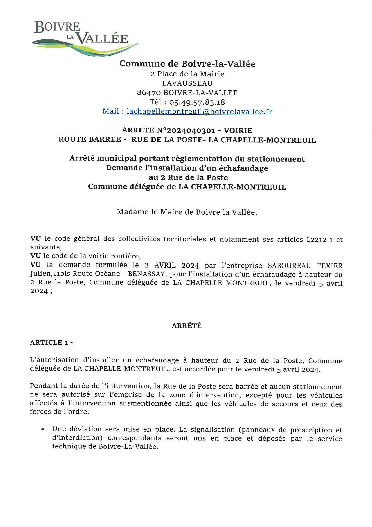 thumbnail of ARRETE-VOIRIE-N°-20240403_01-ROUTE-BARREE-SABOUREAU-TEXIER-ECHAFAUDAGE-2-RUE-DE-LA-POSTE-LCM