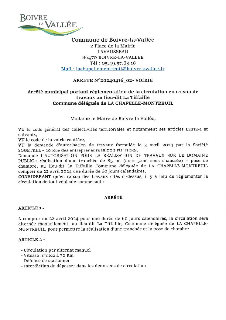 thumbnail of ARRETE-VOIRIE-N°-20240416_02-SOGETREL-TRANCHEE-POSE-CHAMBRE-LA-TIFFAILLE-LCM