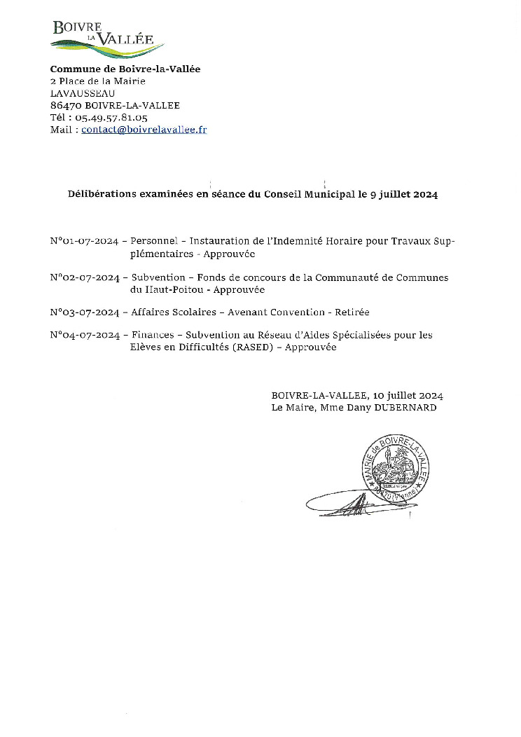 thumbnail of Délibérations éxaminées en CM – 20240709