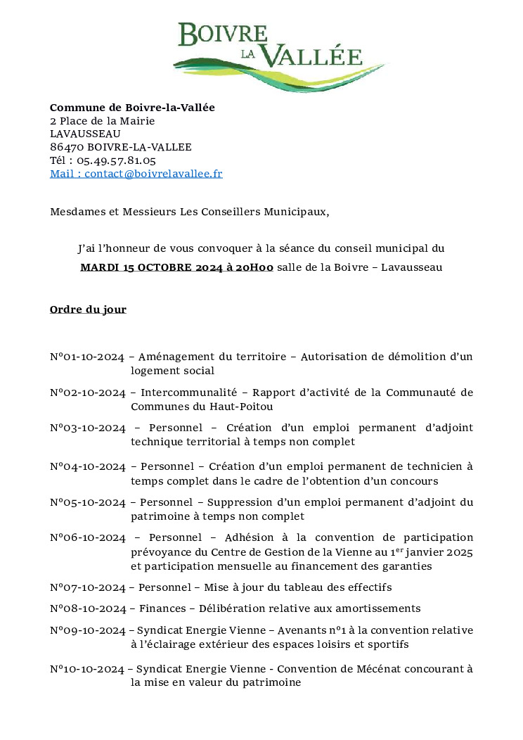 thumbnail of Ordre du jour CM – 20241015
