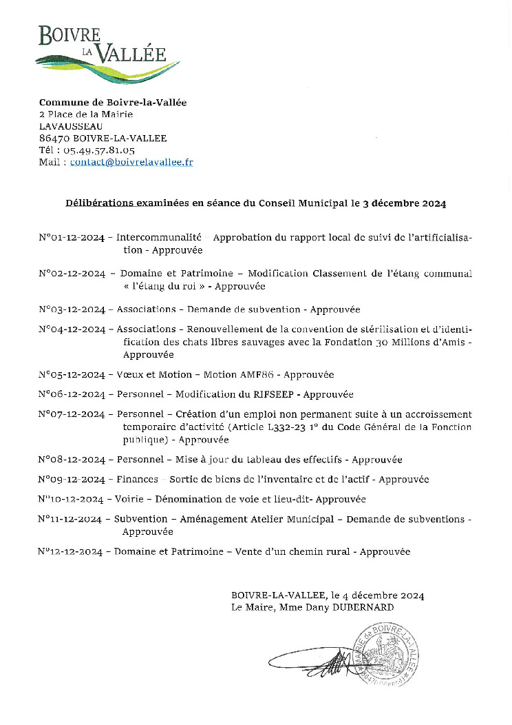 thumbnail of Délibérations éxaminées en CM – 20241203