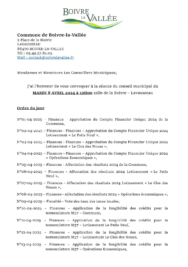 thumbnail of Ordre du jour CM – 20250408