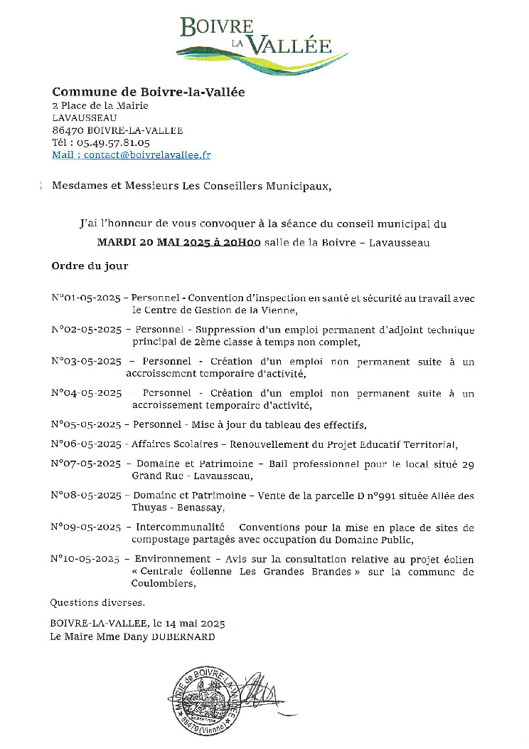 thumbnail of Ordre du jour CM – 20250520