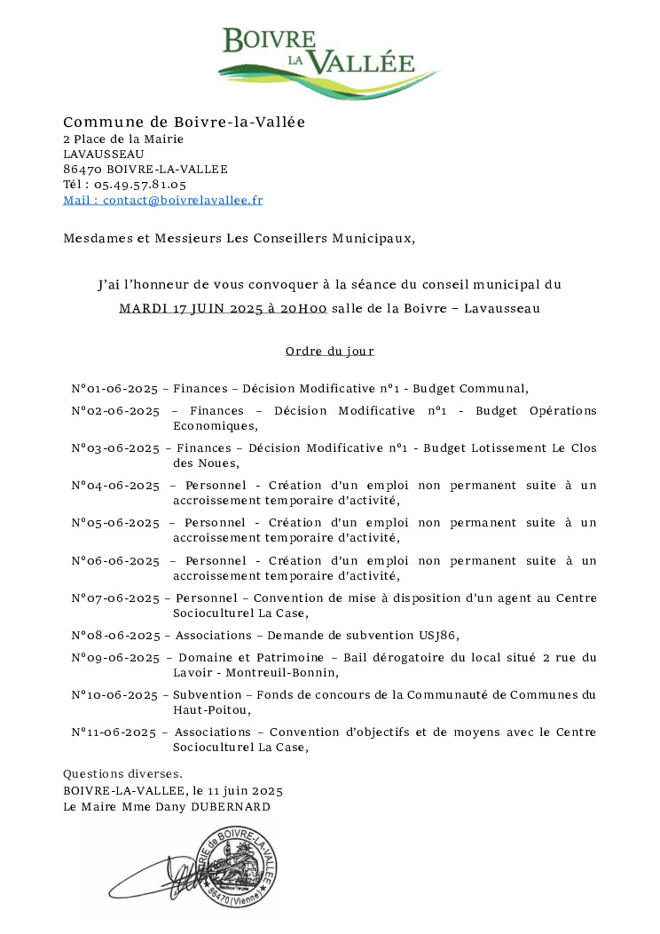thumbnail of Ordre du jour CM – 20250617