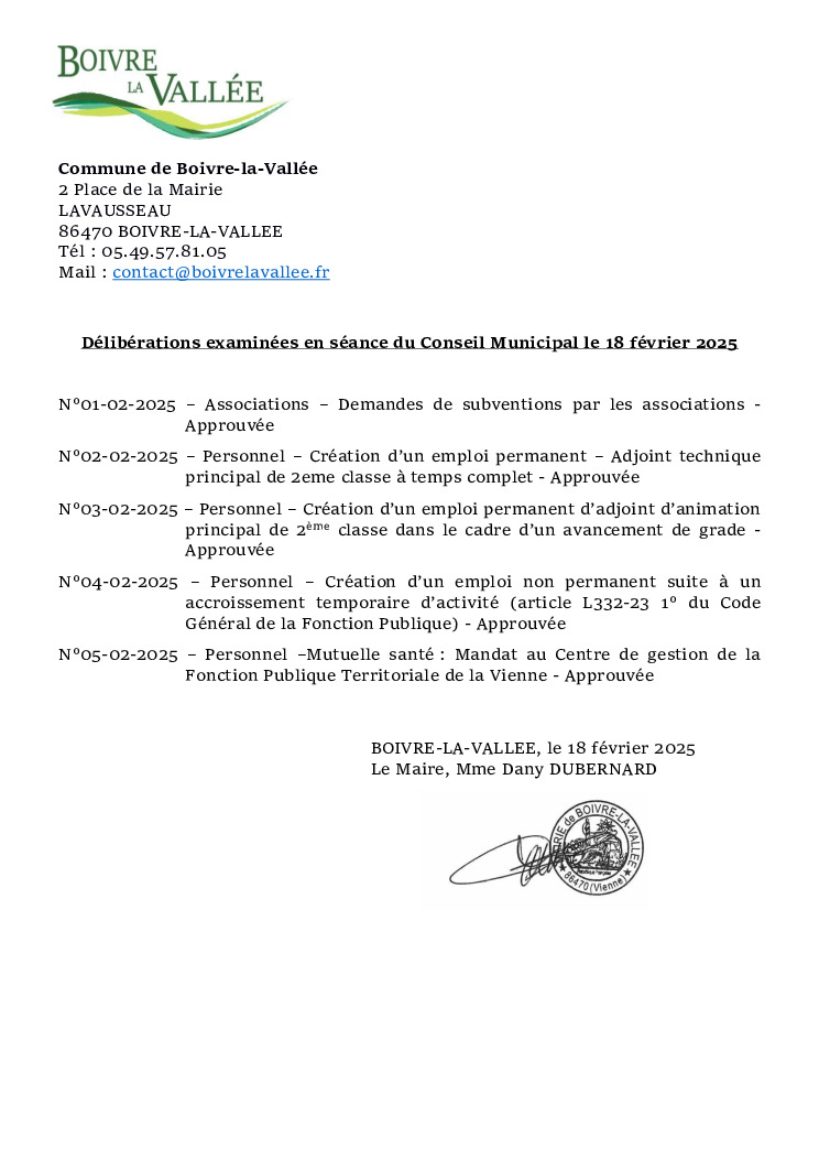 thumbnail of Délibérations éxaminées en CM – 20250218