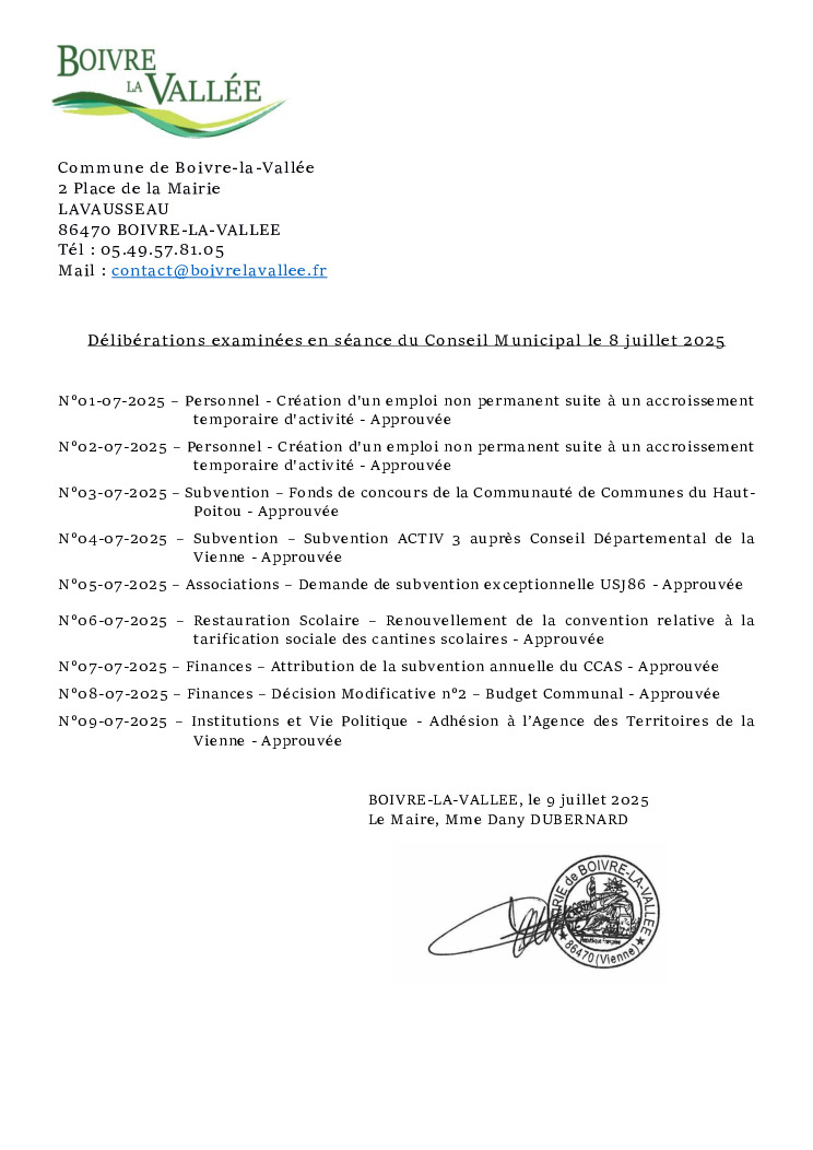 thumbnail of Délibérations éxaminées en CM – 20250708