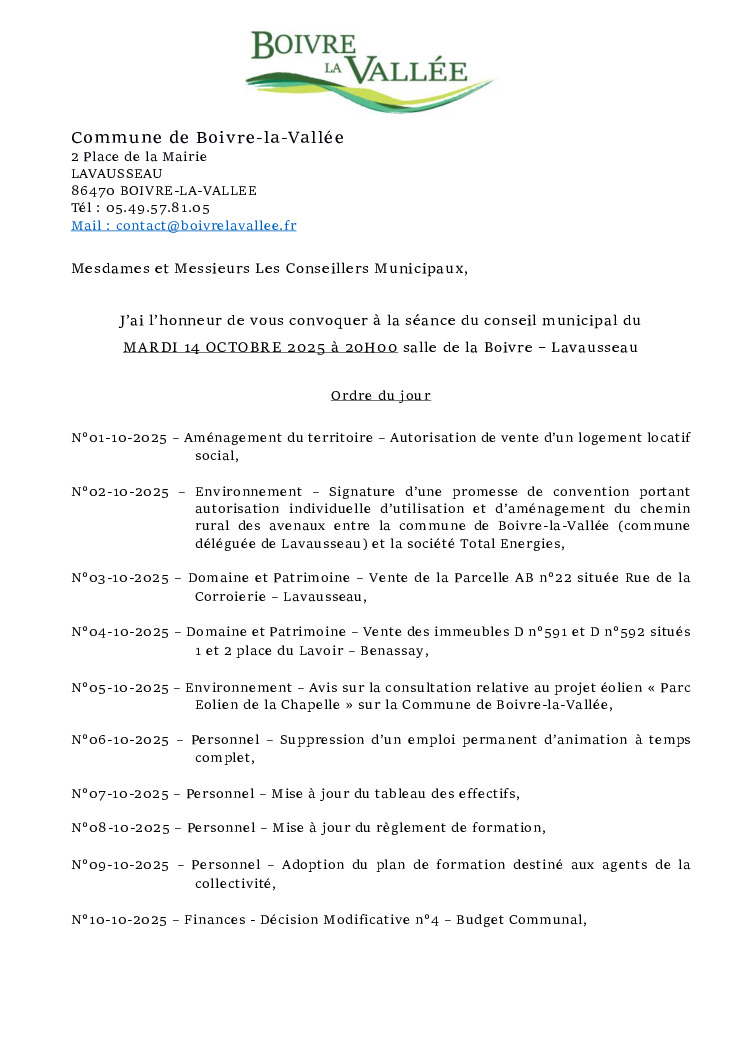thumbnail of Ordre du jour CM – 20251014