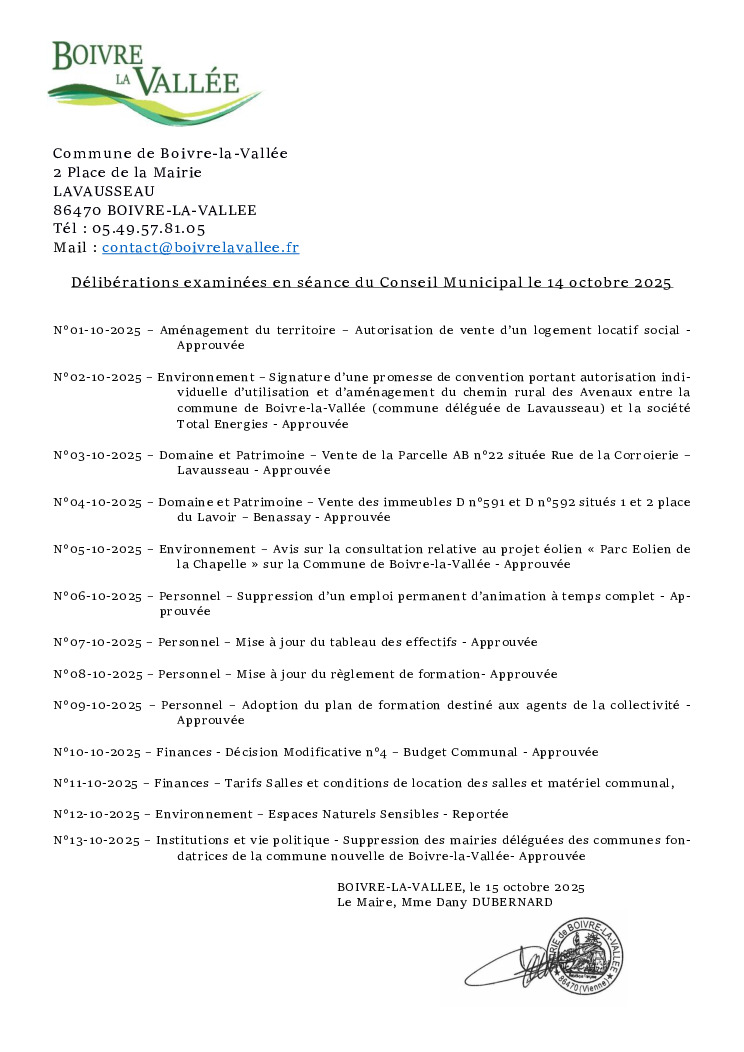 thumbnail of Délibérations éxaminées en CM – 20251014