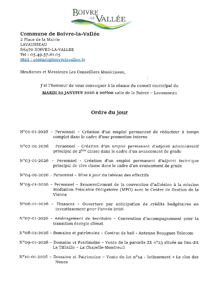 thumbnail of Ordre du jour CM – 20260120