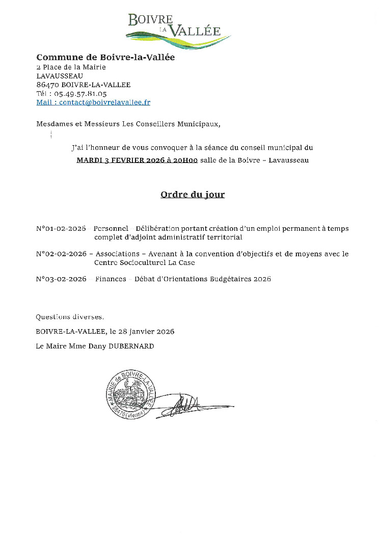 thumbnail of Ordre du jour CM – 20260203