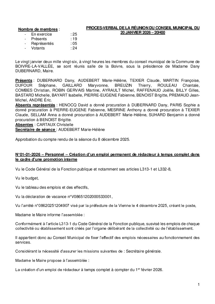 thumbnail of Procès-Verbal CM – 20260120