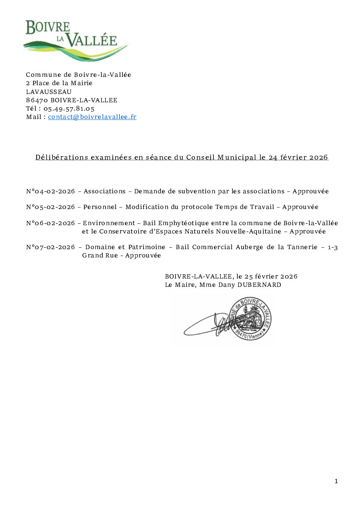 thumbnail of Délibérations éxaminées en CM – 20260224