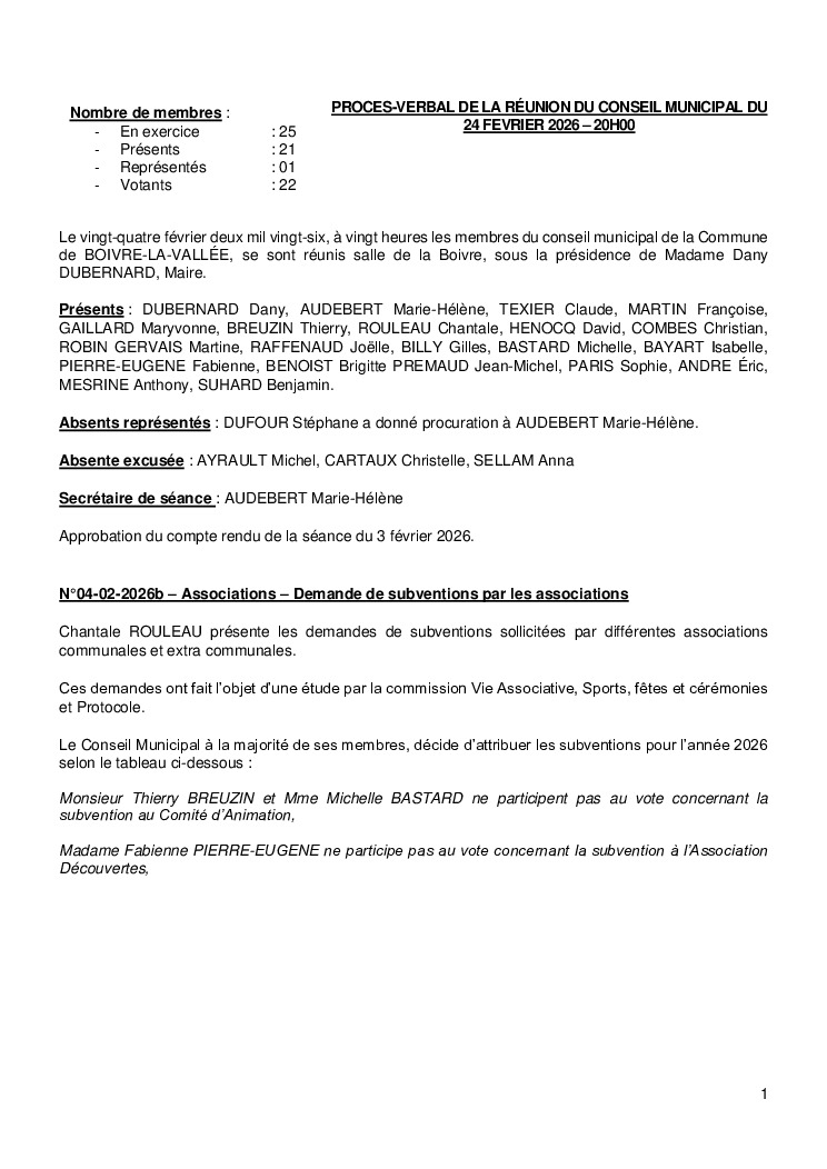 thumbnail of Procès-Verbal CM – 20260224