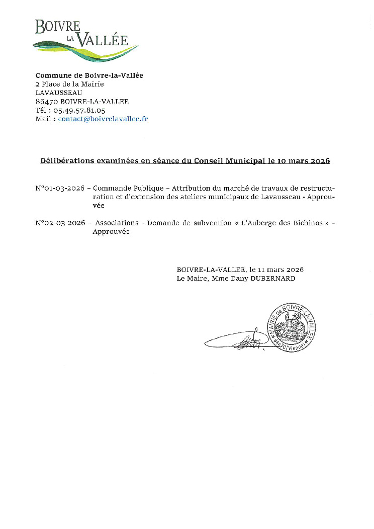 thumbnail of Délibérations éxaminées en CM – 20260310