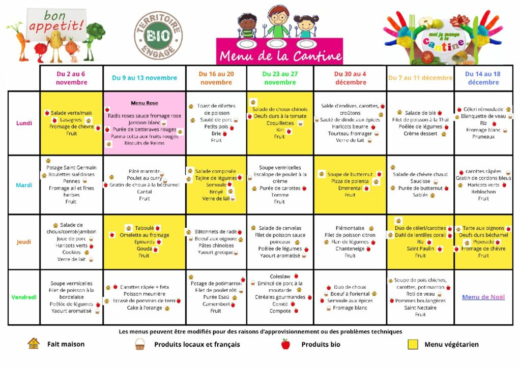 thumbnail of Menus Cantines – 2026 – novembre décembre